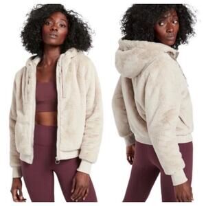 Athleta Ritual Faux-Fur Jacket Beige Abalone